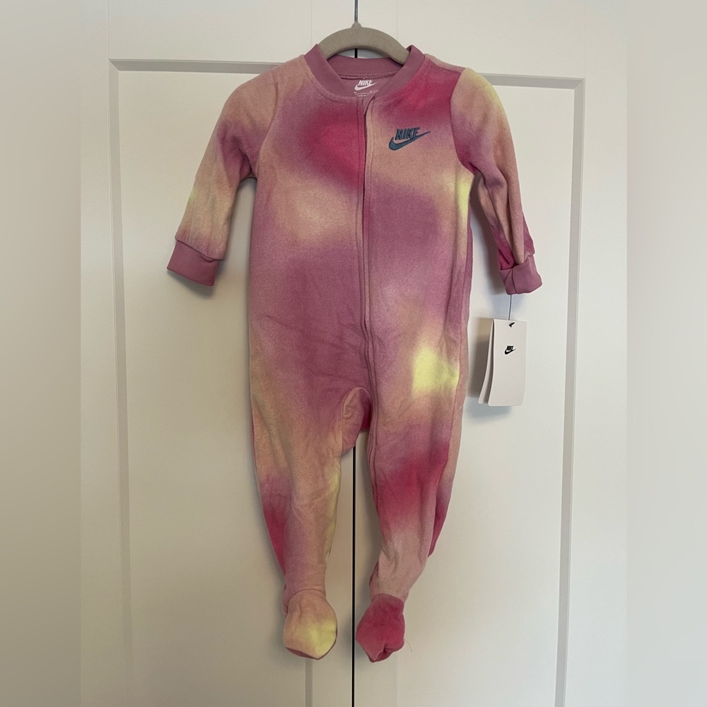 Nike Baby Girl 9 month Fleece Sleeper - Pink and Yellow Tie-Dye